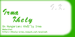 irma khely business card